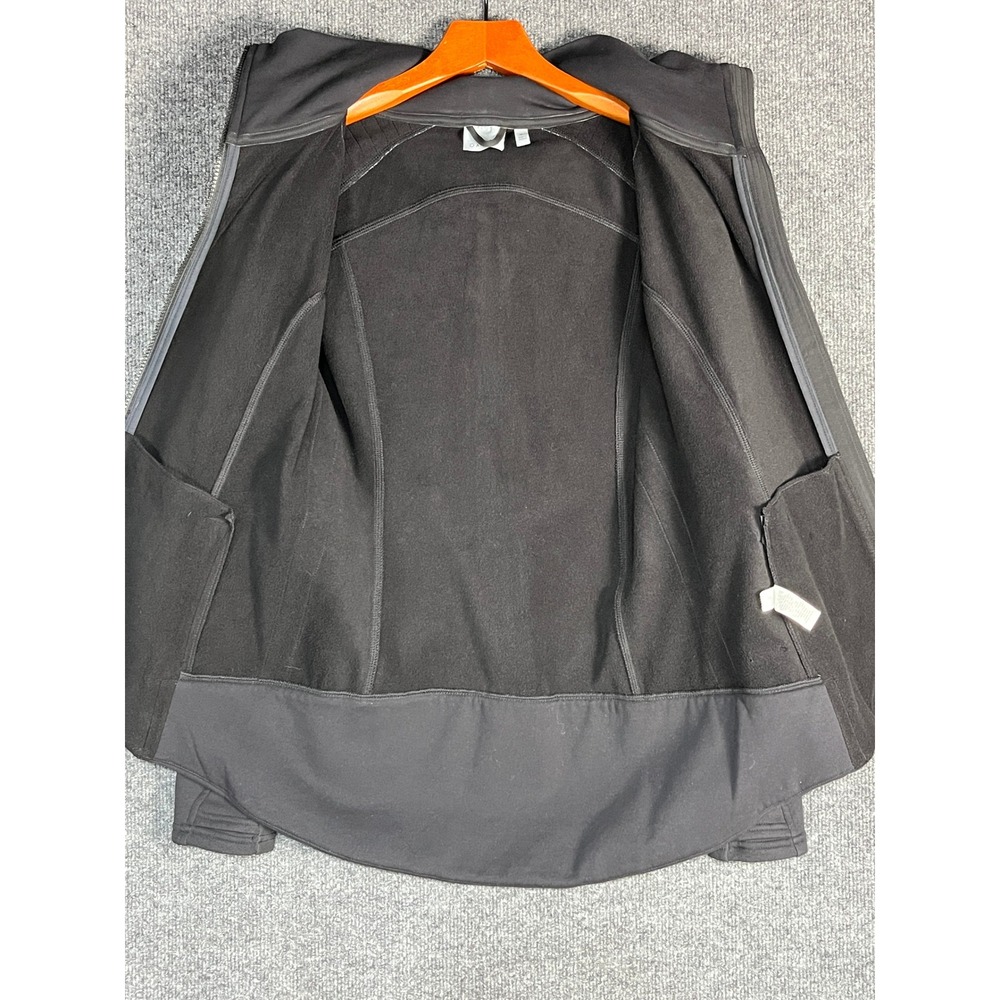 Athleta Womens Black Full Zip Hooded Jacket Reflective Trim Thumbhole Cuff Sz M - Picture 10 of 14